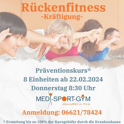 Präventionskurs Rückenfitness - Kräftigung - im Medi-Sport-Gym Bad Hersfeld